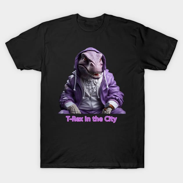 T rex in the City T-Shirt by  Cartoon Paradise